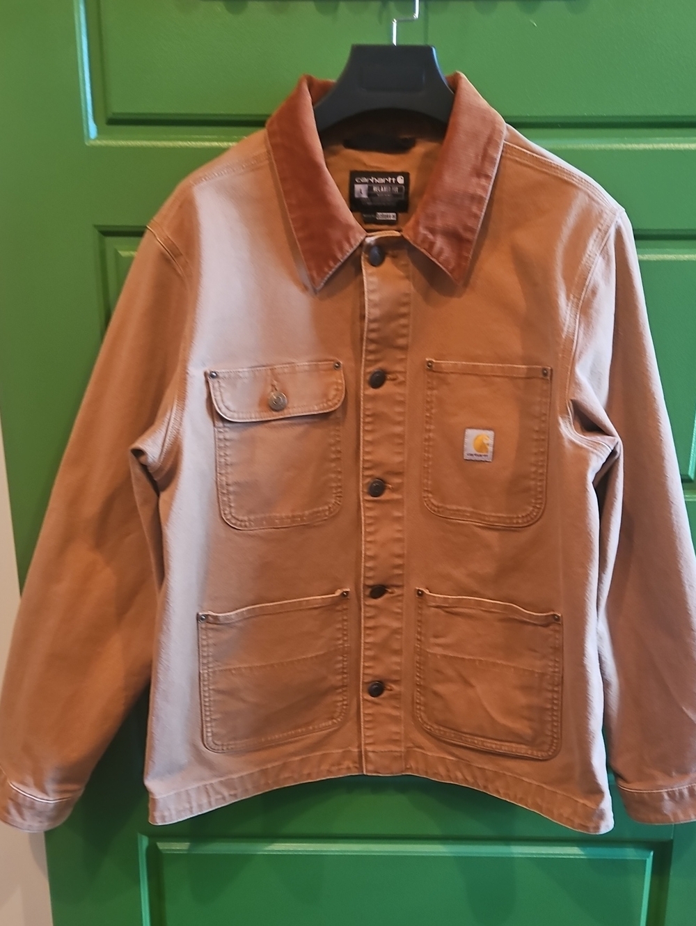 Carhartt Brown Canvas Chore Jacket with Corduroy Collar